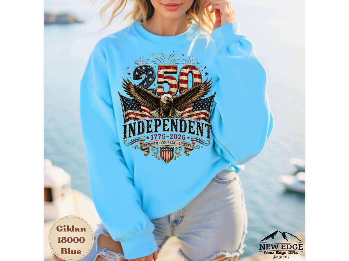 250 Years Independent Eagle Sweatshirt Patriotic American Flag Bald Eagle 1776-2026 USA Anniversary Pullover