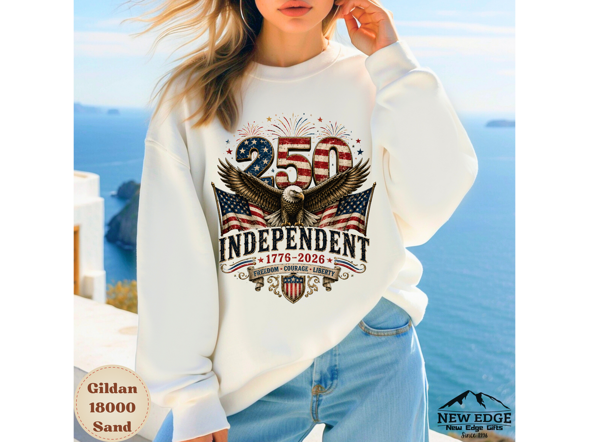250 Years Independent Eagle Sweatshirt Patriotic American Flag Bald Eagle 1776-2026 USA Anniversary Pullover
