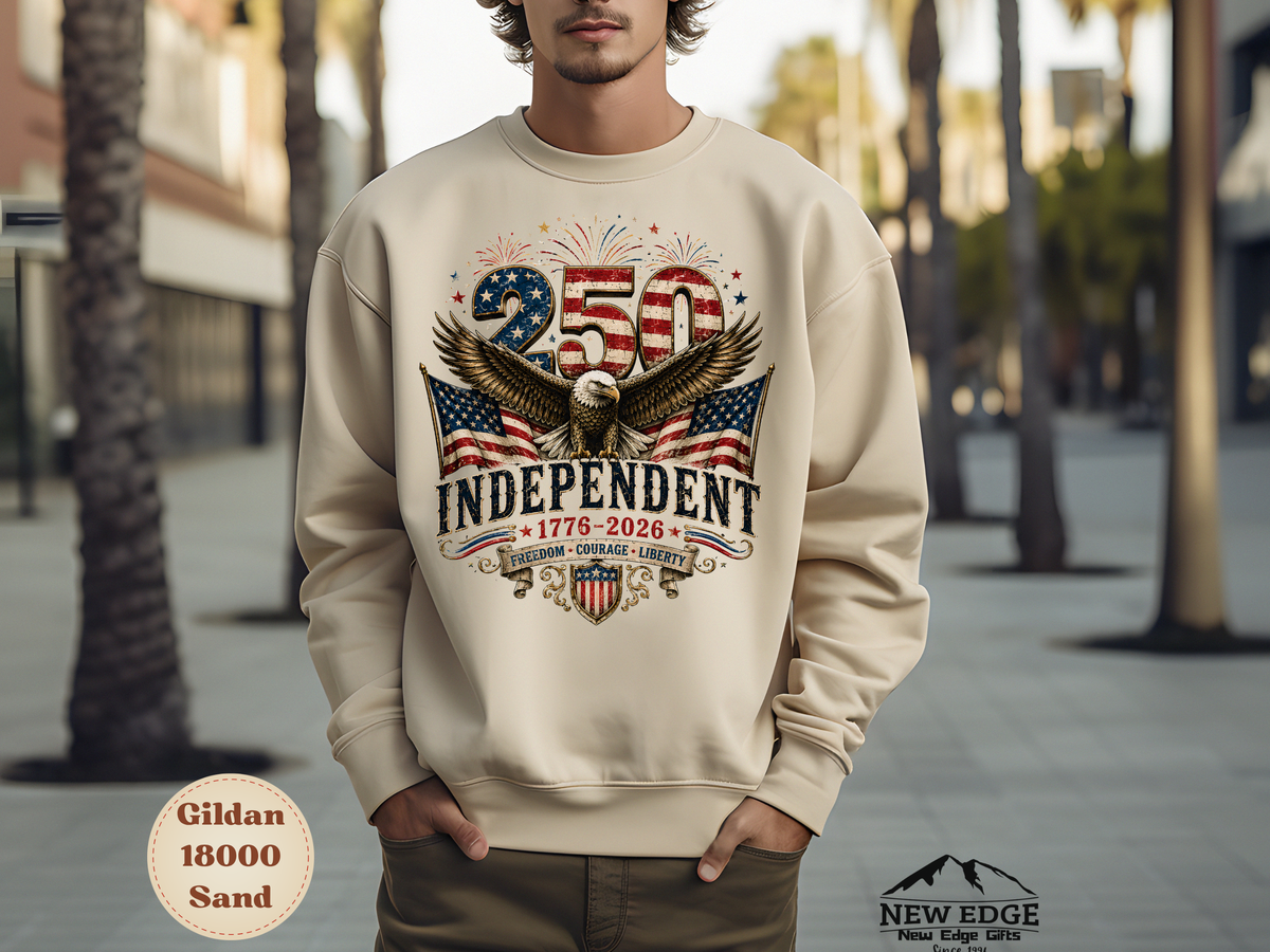 250 Years Independent Eagle Sweatshirt Patriotic American Flag Bald Eagle 1776-2026 USA Anniversary Pullover