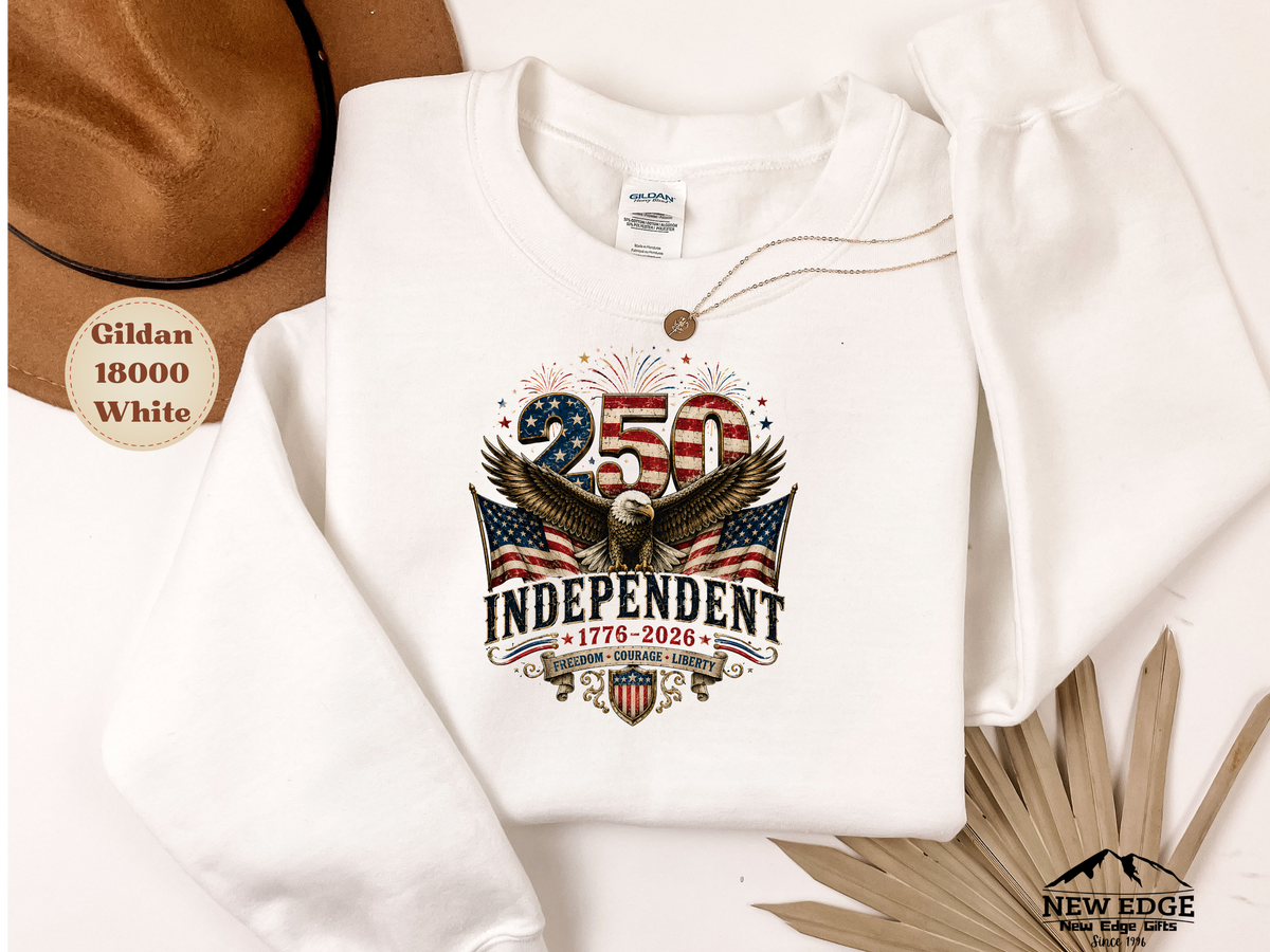 250 Years Independent Eagle Sweatshirt Patriotic American Flag Bald Eagle 1776-2026 USA Anniversary Pullover