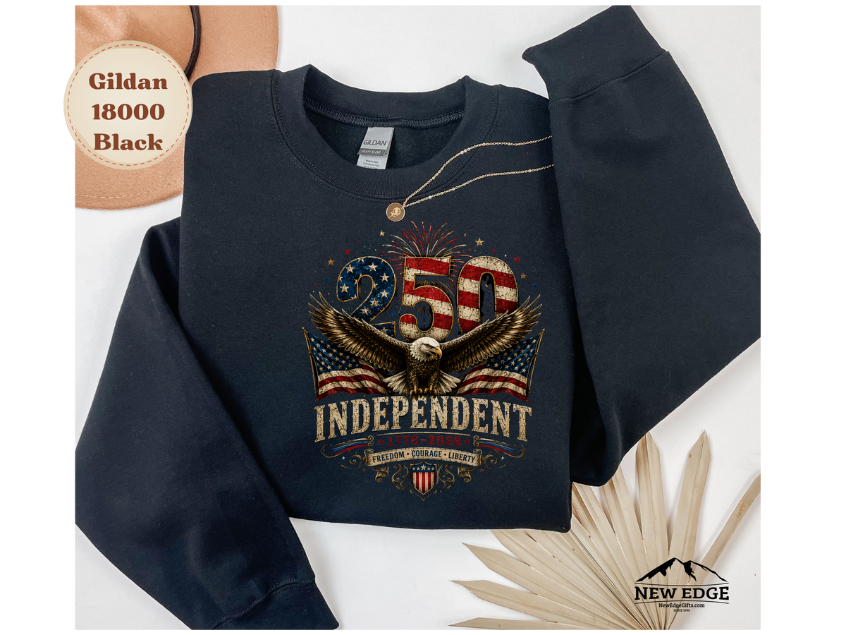 250 Years Independent Eagle Sweatshirt Patriotic American Flag Bald Eagle 1776-2026 USA Anniversary Pullover