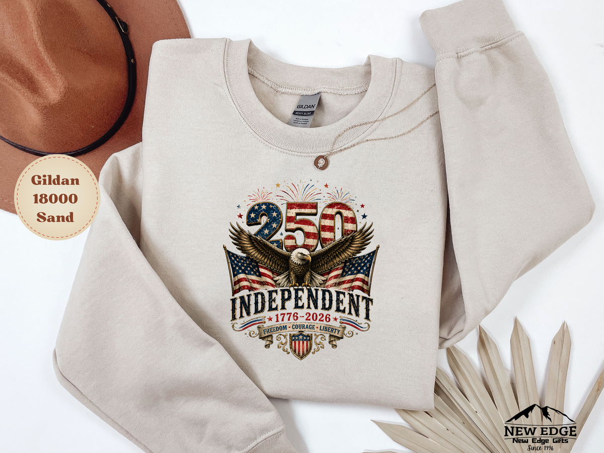 250 Years Independent Eagle Sweatshirt Patriotic American Flag Bald Eagle 1776-2026 USA Anniversary Pullover
