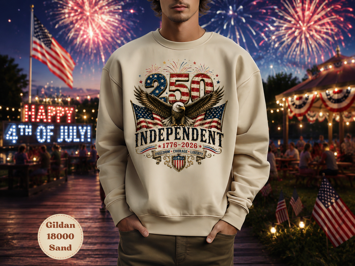 250 Years Independent Eagle Sweatshirt Patriotic American Flag Bald Eagle 1776-2026 USA Anniversary Pullover