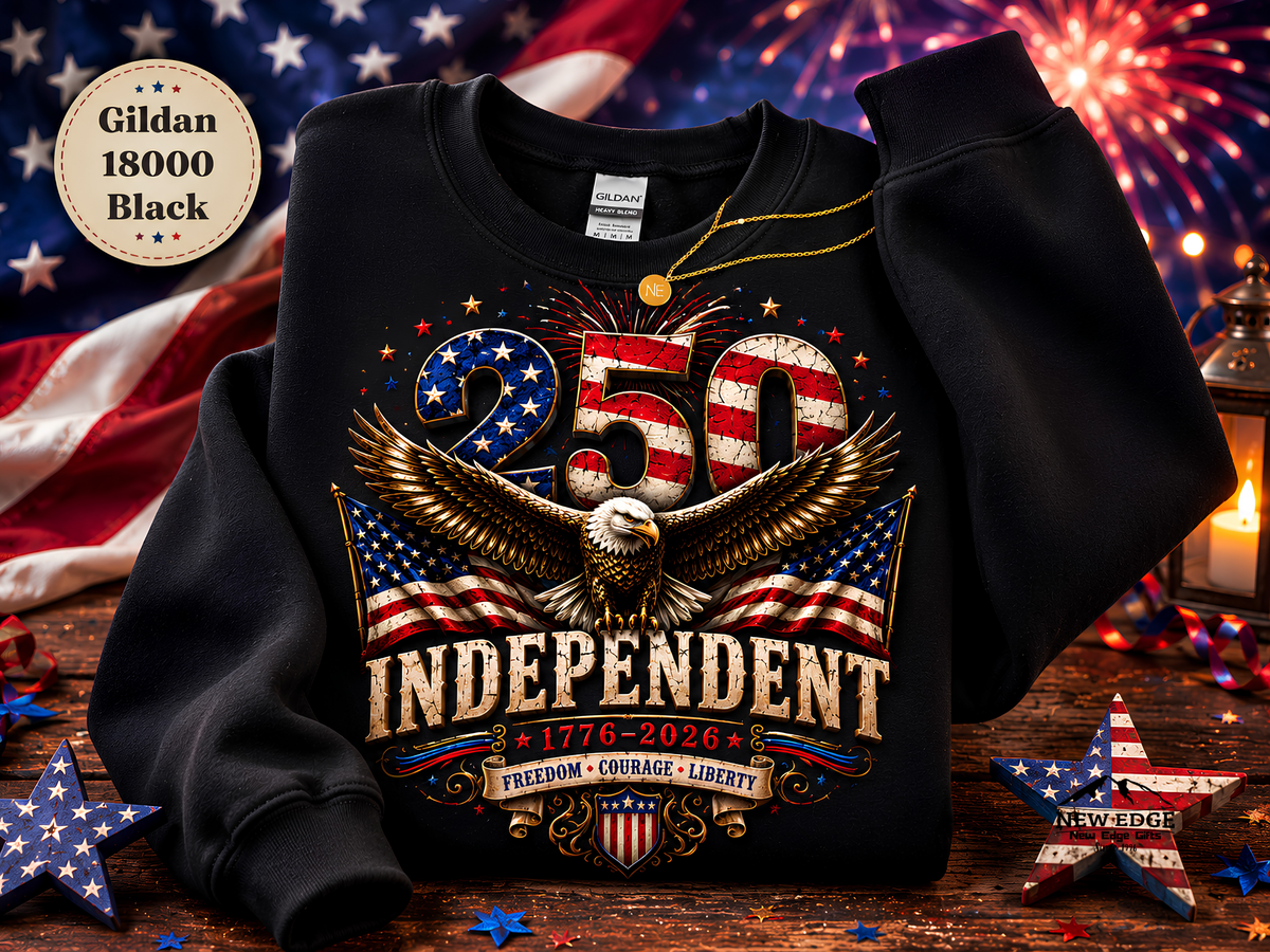 250 Years Independent Eagle Sweatshirt Patriotic American Flag Bald Eagle 1776-2026 USA Anniversary Pullover