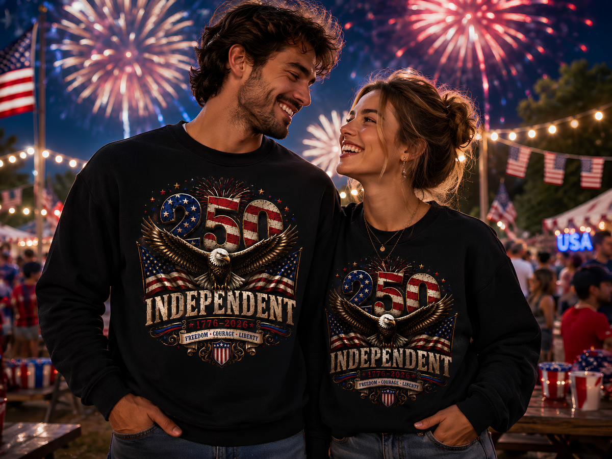 250 Years Independent Eagle Sweatshirt Patriotic American Flag Bald Eagle 1776-2026 USA Anniversary Pullover