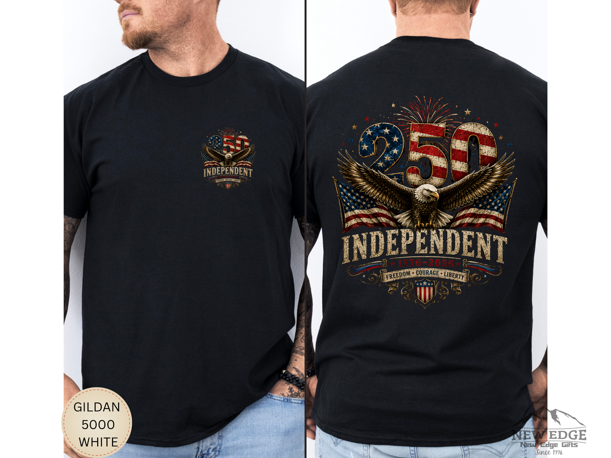250 Years Independent Eagle T-Shirt Front and Back Design Patriotic American Flag Bald Eagle 1776-2026 USA Anniversary Tee
