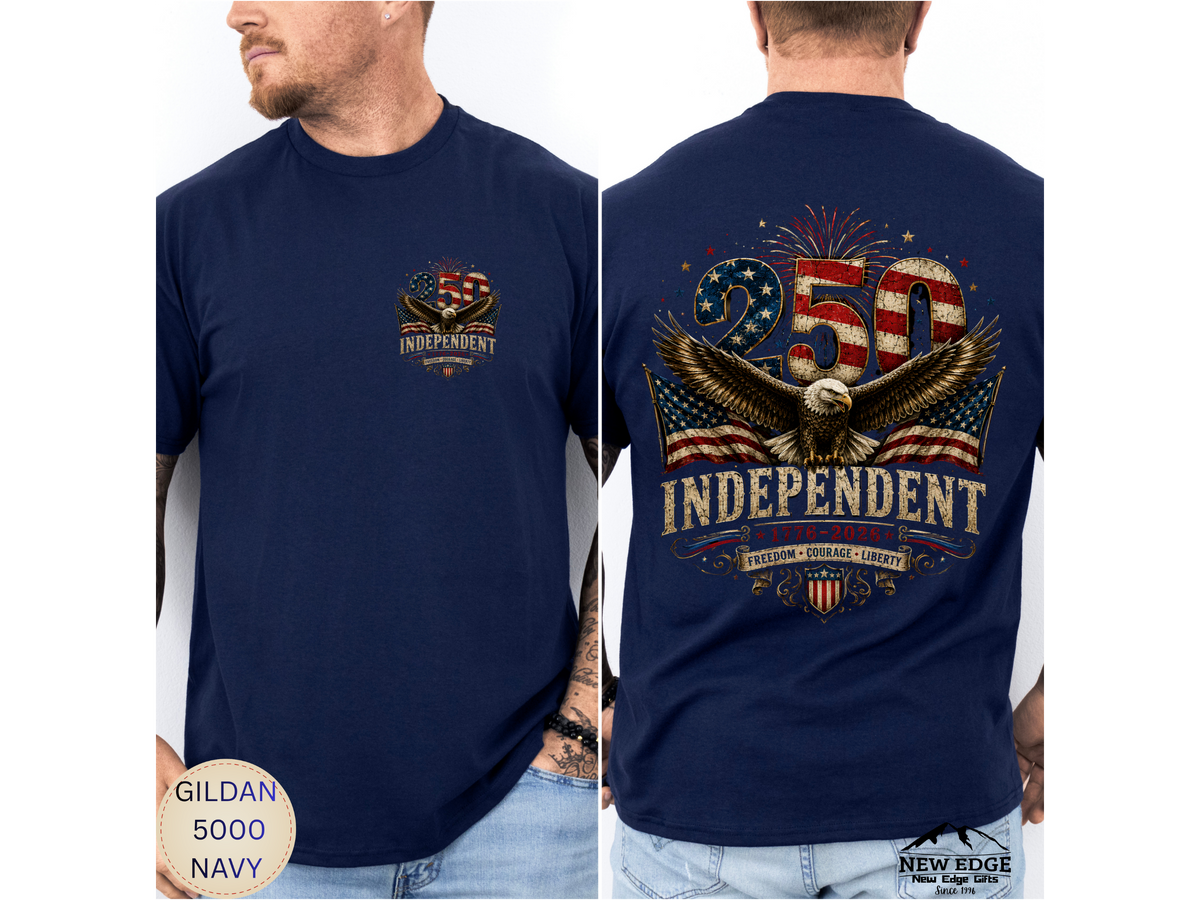 250 Years Independent Eagle T-Shirt Front and Back Design Patriotic American Flag Bald Eagle 1776-2026 USA Anniversary Tee