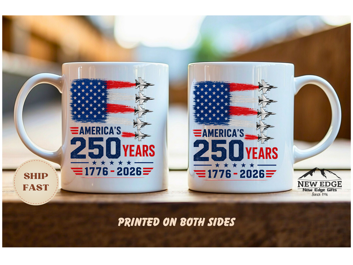 Ceramic Mug — American 250th Anniversary USA Flag & Jets Commemorative Coffee Mug (1776–2026)