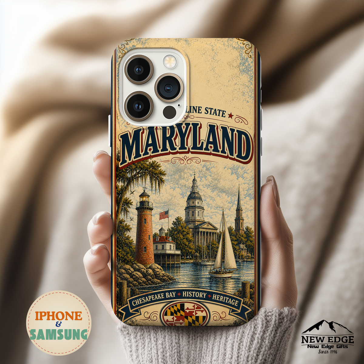 Maryland Vintage Lighthouse Tough Phone Case — Chesapeake Bay State Protective Cover