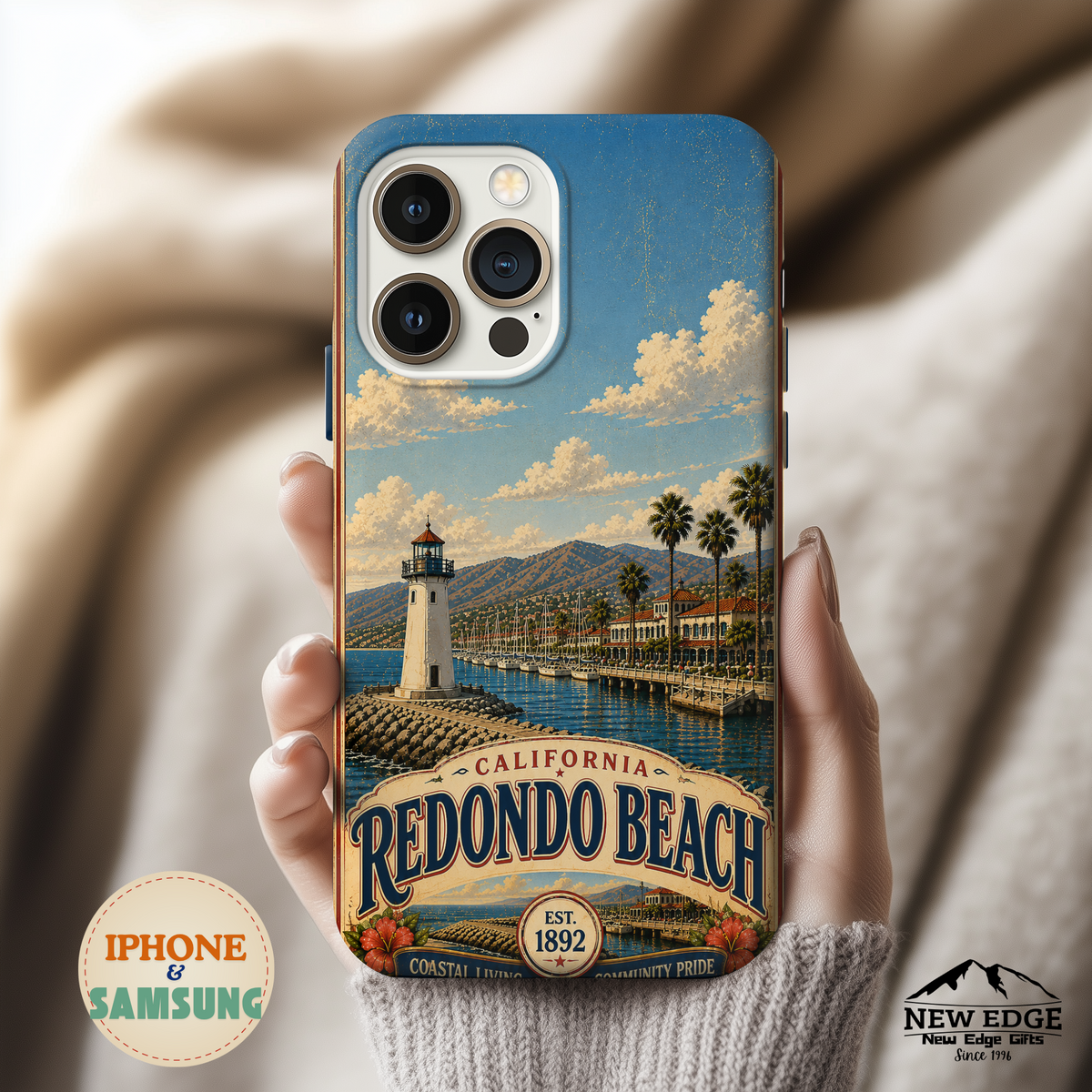 Redondo Beach Vintage Lighthouse Tough Phone Case — California Coastal iPhone Cover
