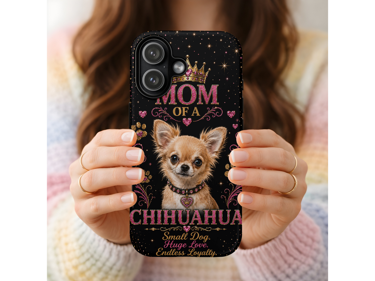Royal Chihuahua Glitter Phone Case Dog Mom Gift Small Dog Huge Love Endless Loyalty Cute iPhone & Samsung Cover