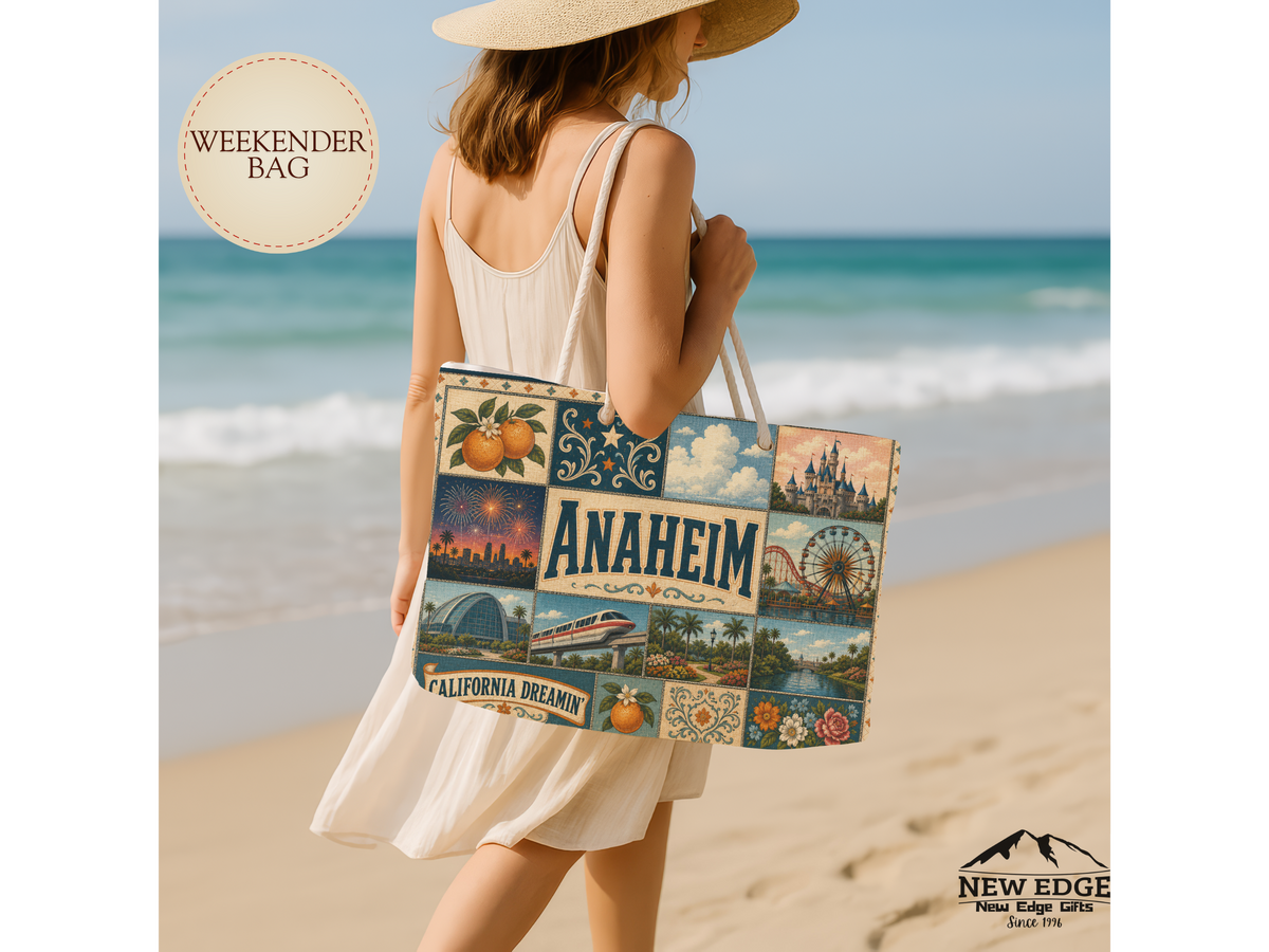 Anaheim California Weekender Bag California Dreamin Faux Patchwork Travel Tote Orange County Adventure Gift Theme Park Getaway Bag
