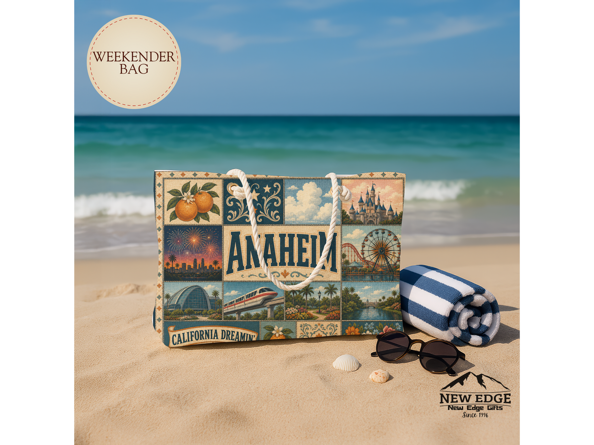 Anaheim California Weekender Bag California Dreamin Faux Patchwork Travel Tote Orange County Adventure Gift Theme Park Getaway Bag