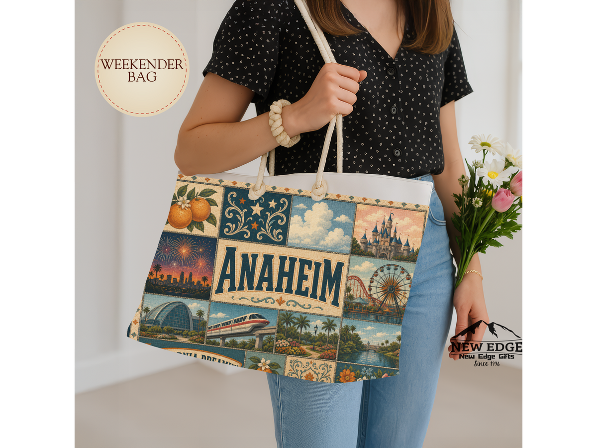 Anaheim California Weekender Bag California Dreamin Faux Patchwork Travel Tote Orange County Adventure Gift Theme Park Getaway Bag