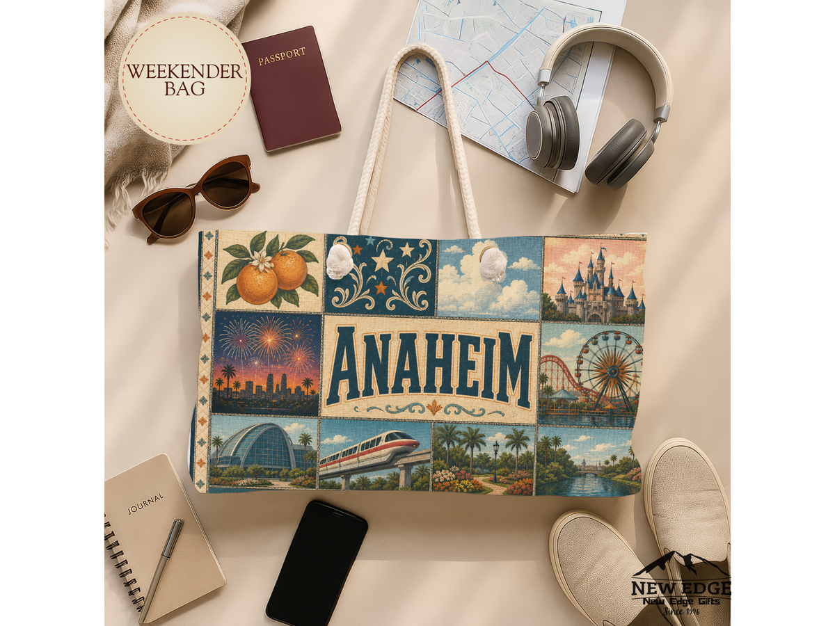 Anaheim California Weekender Bag California Dreamin Faux Patchwork Travel Tote Orange County Adventure Gift Theme Park Getaway Bag