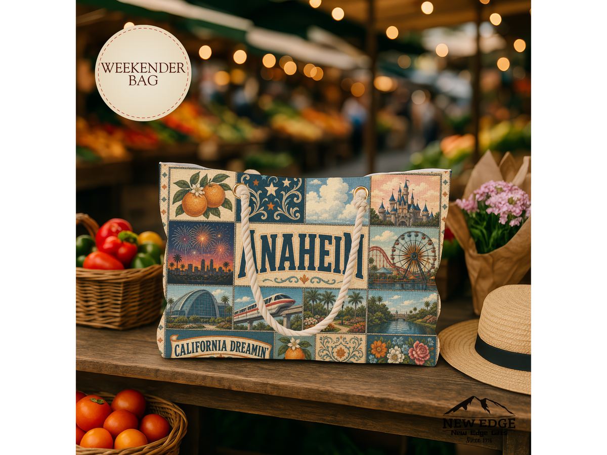 Anaheim California Weekender Bag California Dreamin Faux Patchwork Travel Tote Orange County Adventure Gift Theme Park Getaway Bag