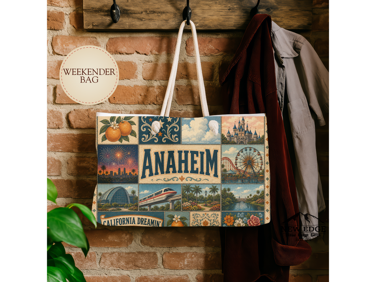 Anaheim California Weekender Bag California Dreamin Faux Patchwork Travel Tote Orange County Adventure Gift Theme Park Getaway Bag