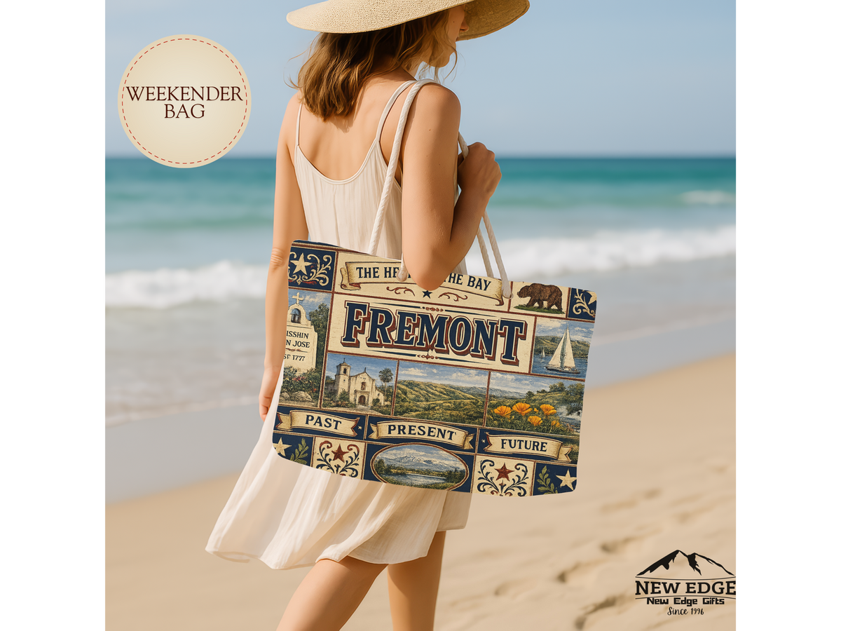 Fremont California Weekender Bag Heart of the Bay Faux Patchwork Travel Tote Mission San Jose Heritage Gift