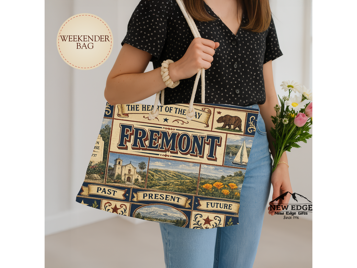 Fremont California Weekender Bag Heart of the Bay Faux Patchwork Travel Tote Mission San Jose Heritage Gift