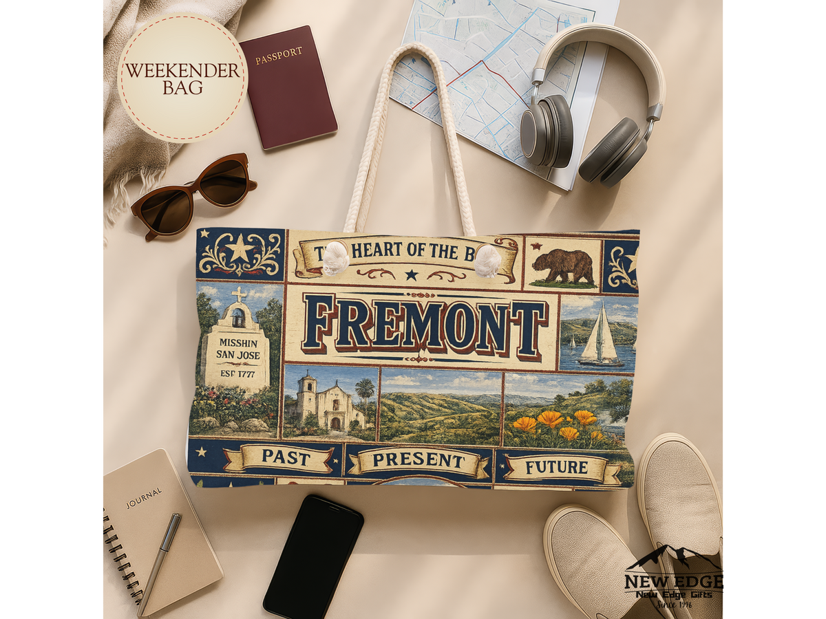 Fremont California Weekender Bag Heart of the Bay Faux Patchwork Travel Tote Mission San Jose Heritage Gift