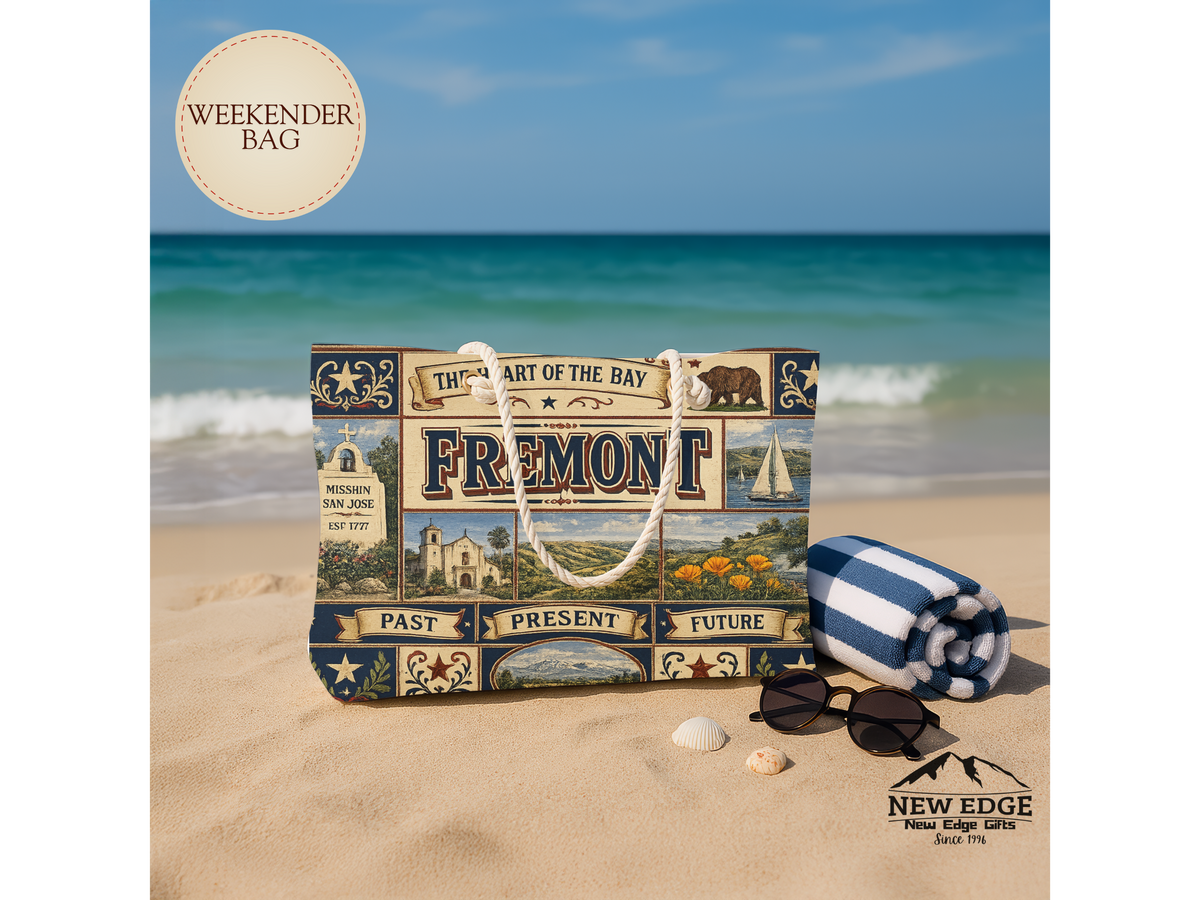Fremont California Weekender Bag Heart of the Bay Faux Patchwork Travel Tote Mission San Jose Heritage Gift