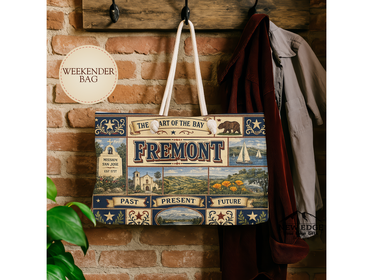 Fremont California Weekender Bag Heart of the Bay Faux Patchwork Travel Tote Mission San Jose Heritage Gift