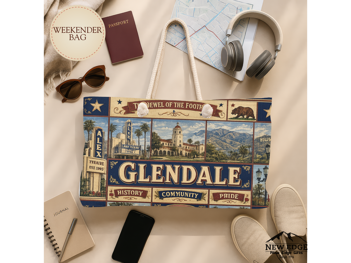 Glendale California Weekender Bag Jewel of the Foothills Faux Patchwork Travel Tote Alex Theatre Heritage Gift