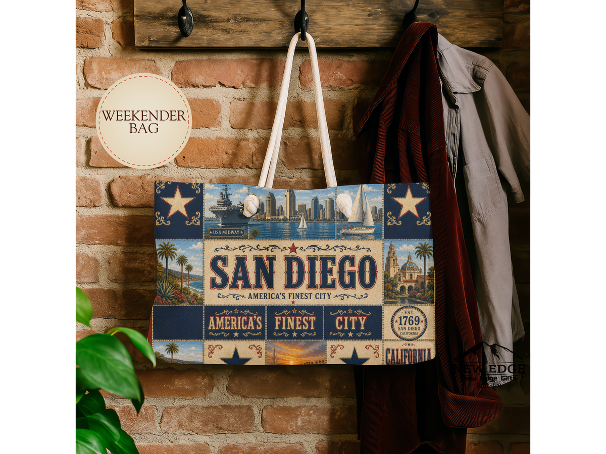 San Diego Vintage Collage Weekender Bag