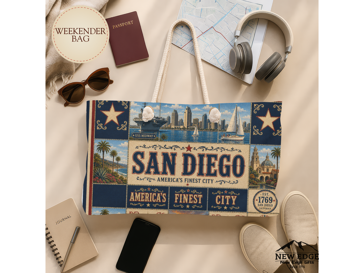 San Diego Vintage Collage Weekender Bag