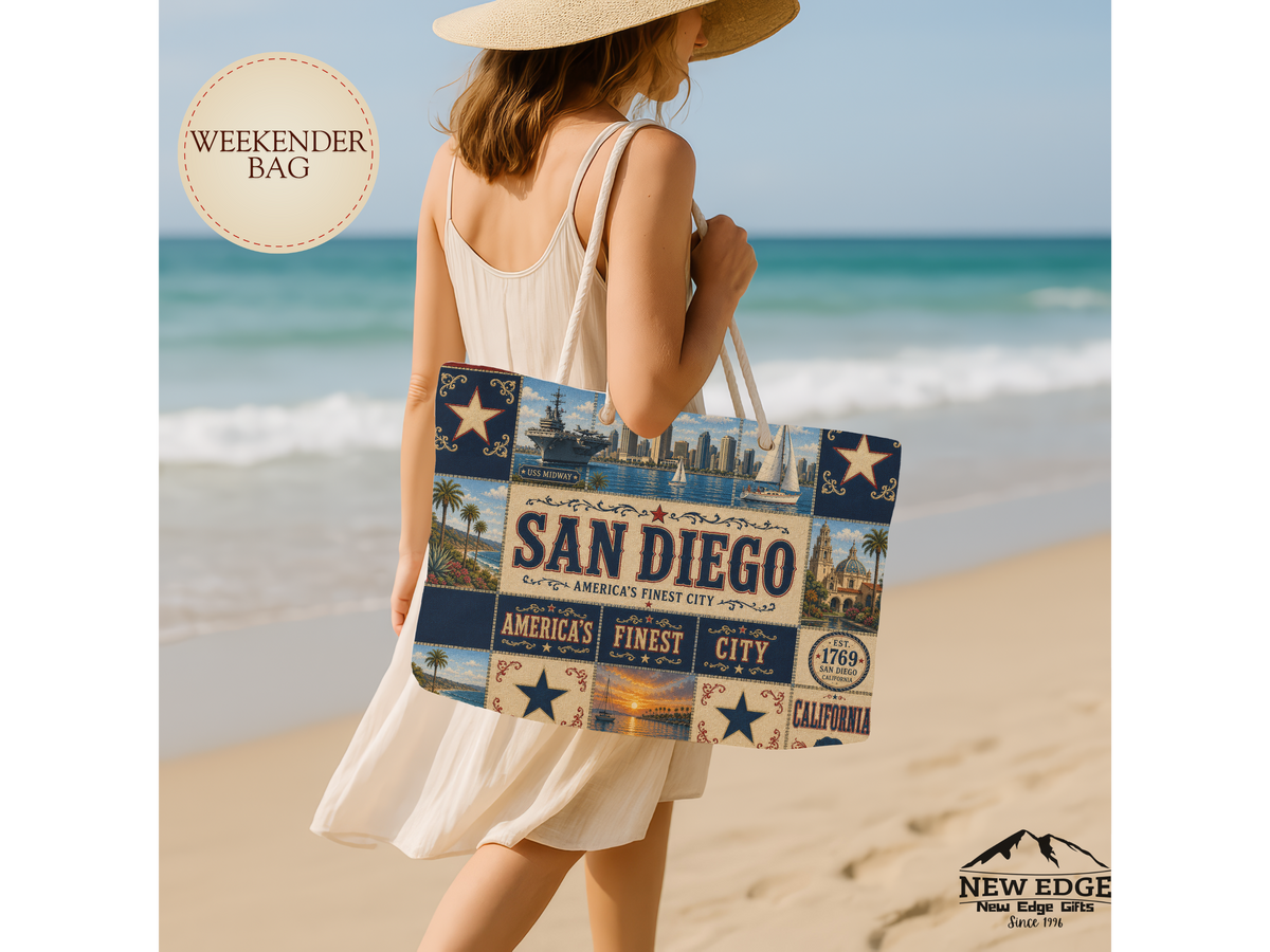 San Francisco California Weekender Bag City by the Bay Faux Patchwork Travel Tote Golden Gate Weekend Getaway Gift