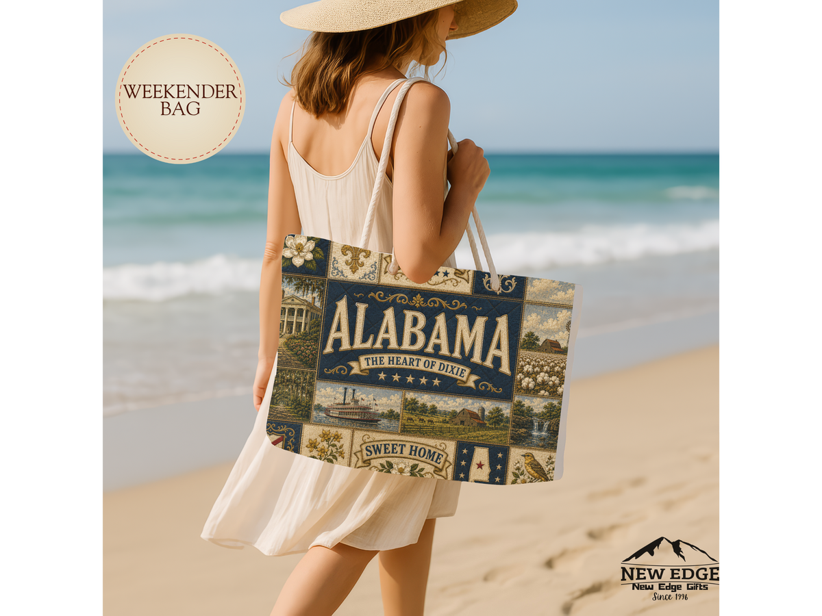 Alabama Weekender Bag Heart of Dixie Faux Patchwork Travel Tote Sweet Home Vintage Southern State Souvenir Gift