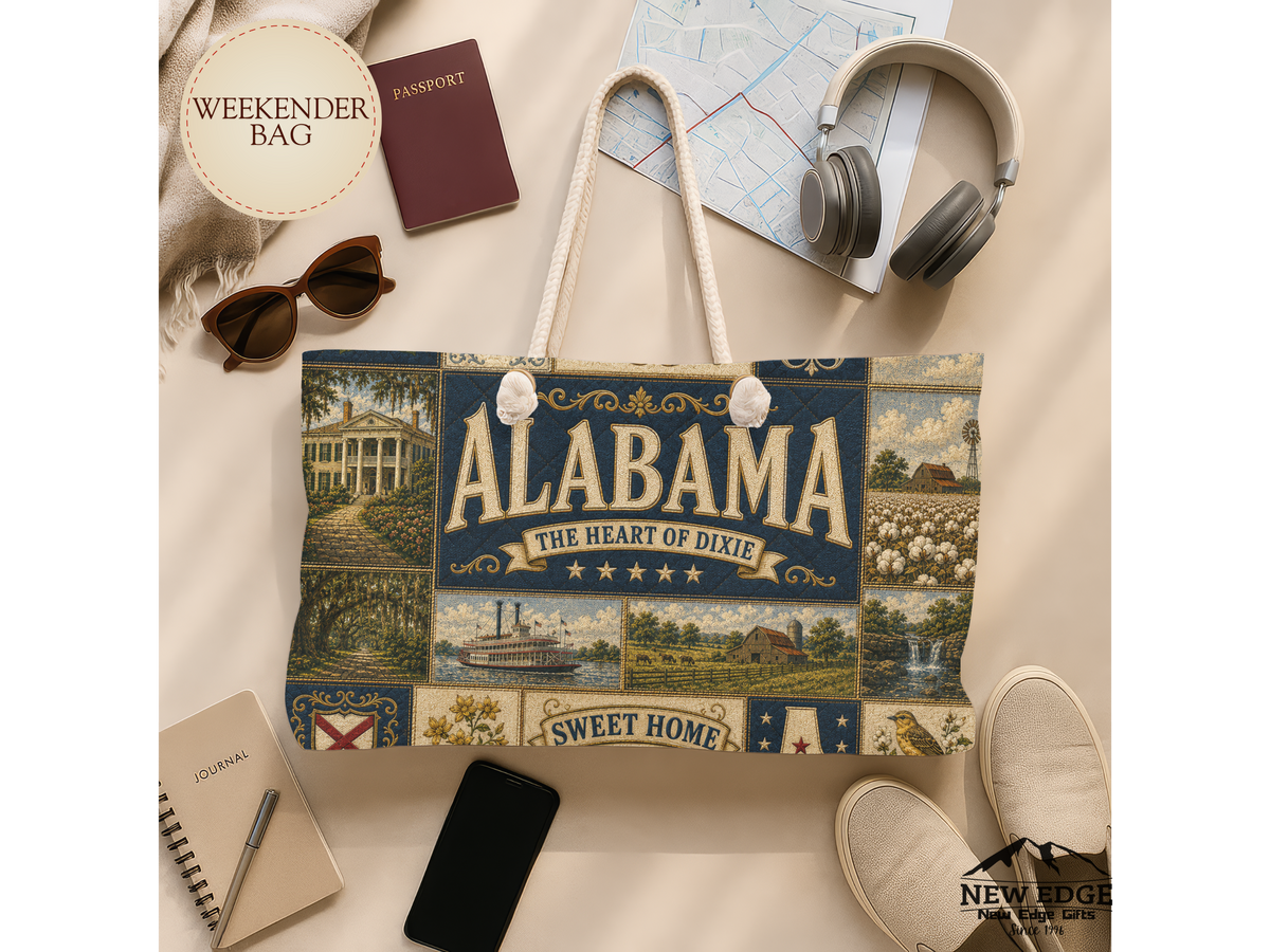 Alabama Weekender Bag Heart of Dixie Faux Patchwork Travel Tote Sweet Home Vintage Southern State Souvenir Gift