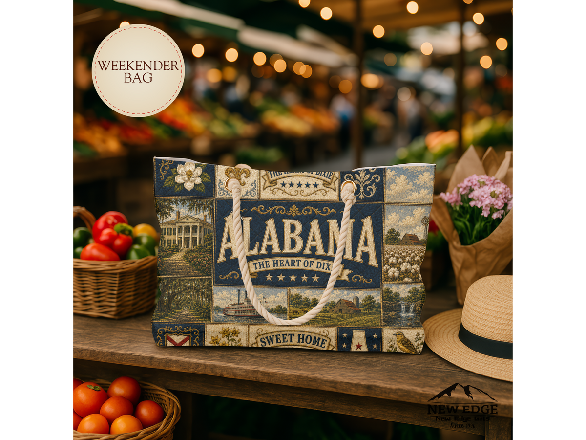 Alabama Weekender Bag Heart of Dixie Faux Patchwork Travel Tote Sweet Home Vintage Southern State Souvenir Gift