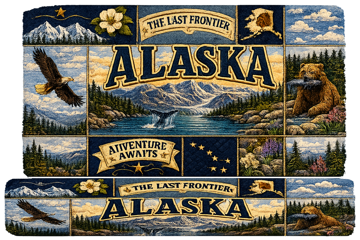 Alaska Weekender Bag The Last Frontier Faux Patchwork Travel Tote Adventure Awaits Vintage State Souvenir Gift