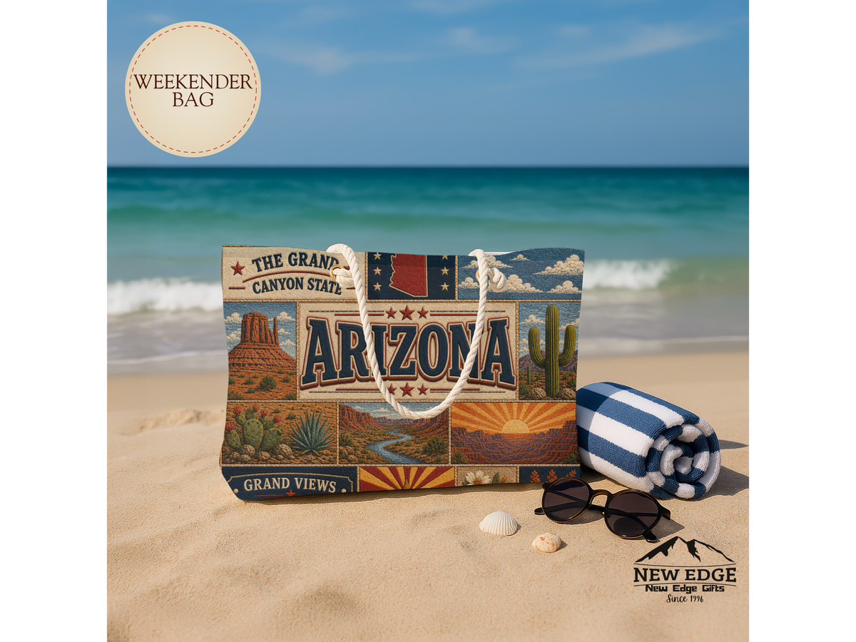 Arizona Weekender Bag Grand Canyon State Faux Patchwork Travel Tote Grand Views Wide Open Spaces Souvenir Gift