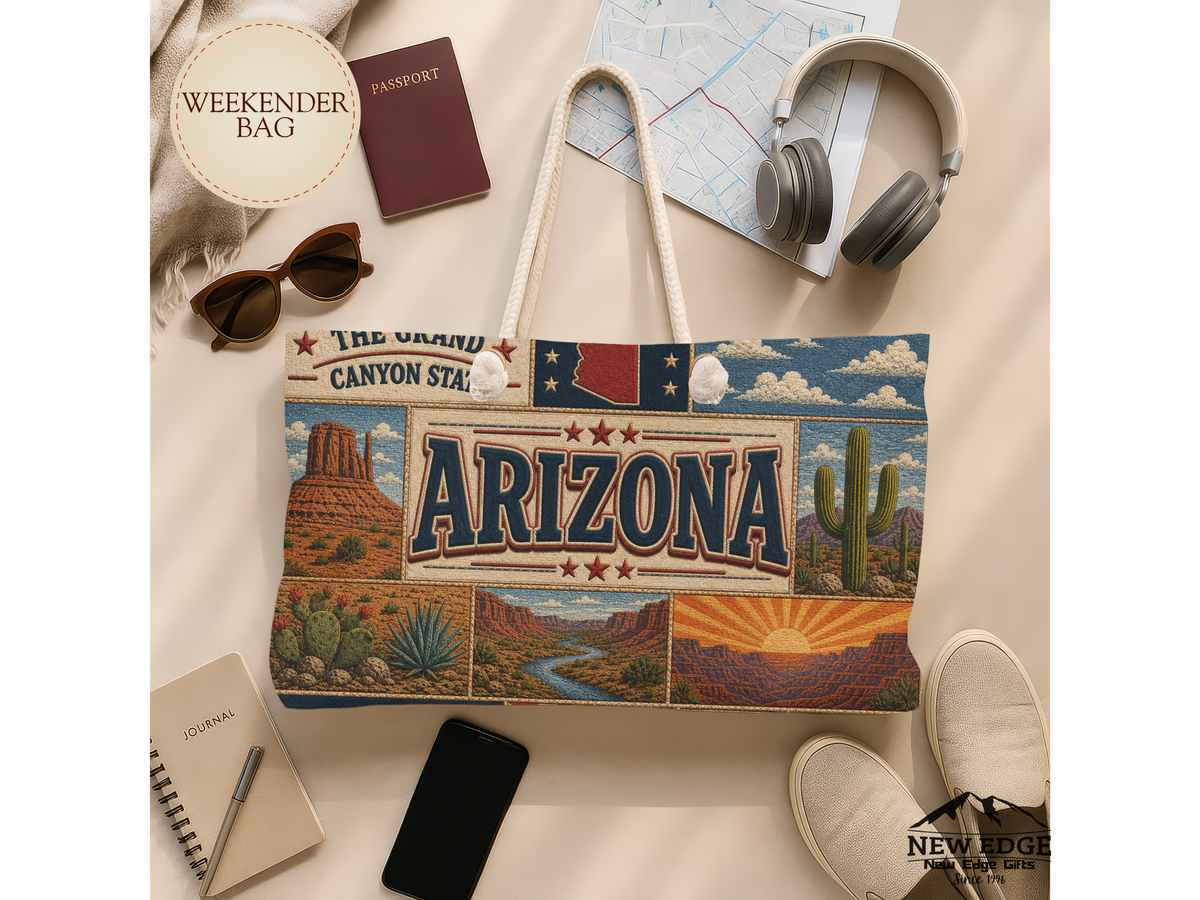 Arizona Weekender Bag Grand Canyon State Faux Patchwork Travel Tote Grand Views Wide Open Spaces Souvenir Gift