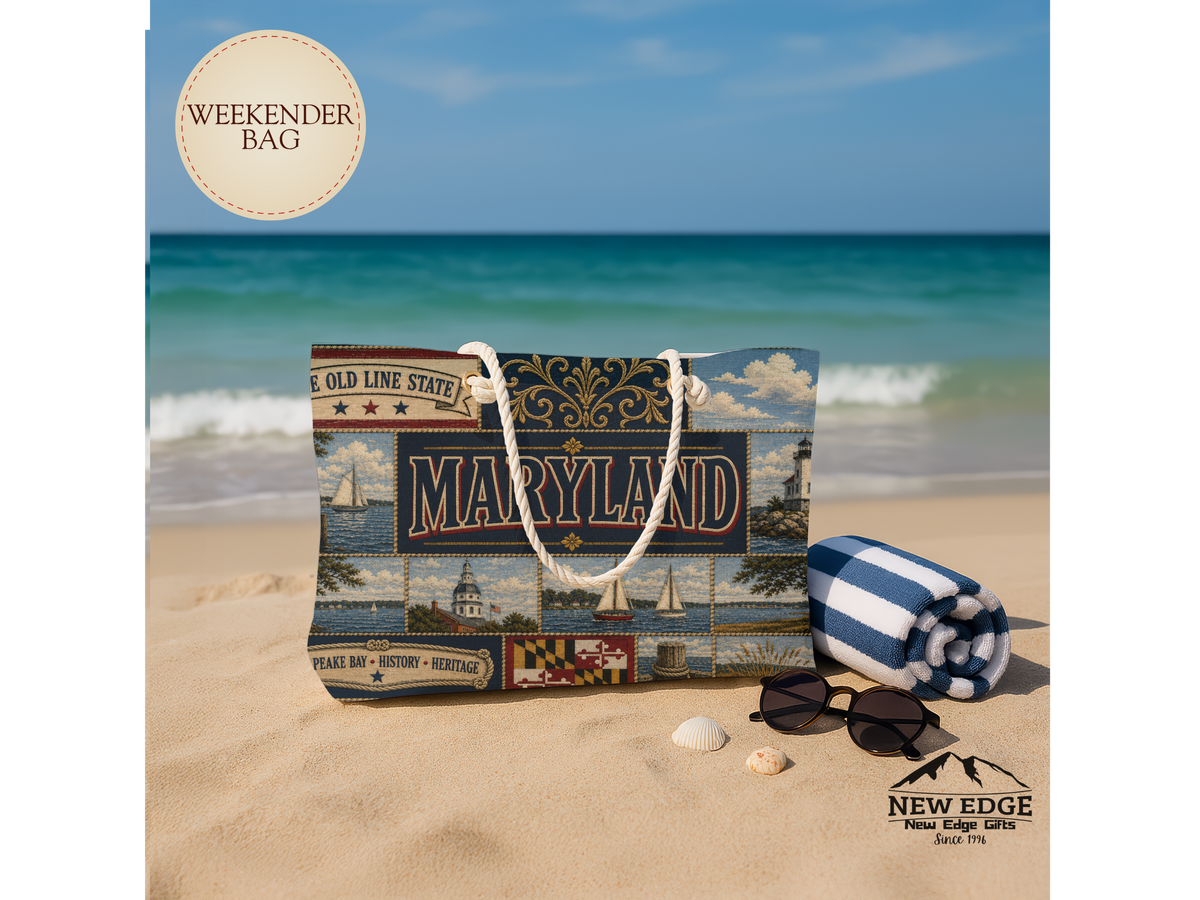 Michigan Collage Weekender Bag – Vintage Great Lakes Travel Tote