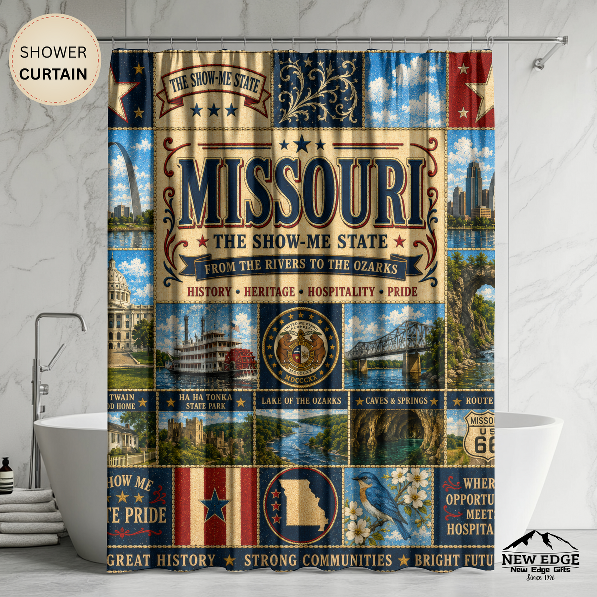 Minnesota State 'Land of 10,000 Lakes' Shower Curtain – Vintage State Collage