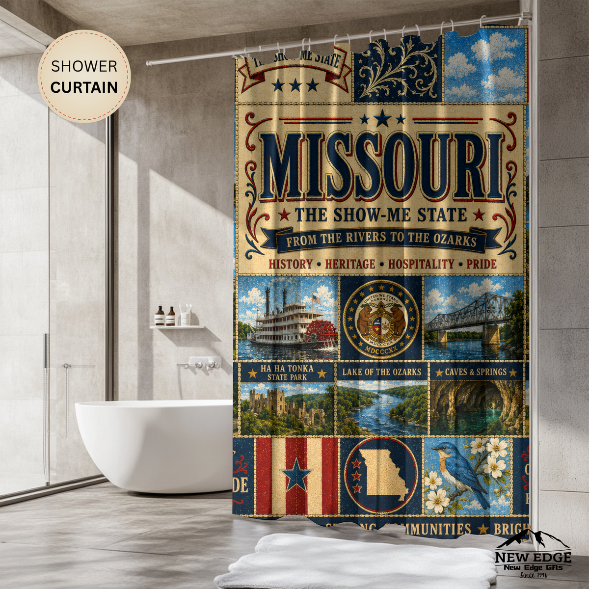 Minnesota State 'Land of 10,000 Lakes' Shower Curtain – Vintage State Collage