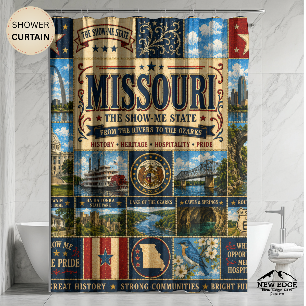 Minnesota State 'Land of 10,000 Lakes' Shower Curtain – Vintage State Collage