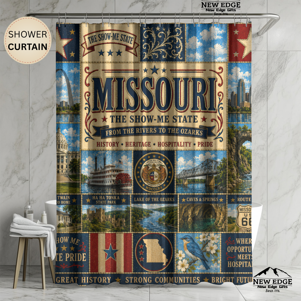 Minnesota State 'Land of 10,000 Lakes' Shower Curtain – Vintage State Collage