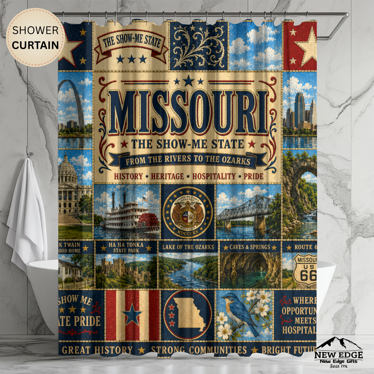Minnesota State 'Land of 10,000 Lakes' Shower Curtain – Vintage State Collage