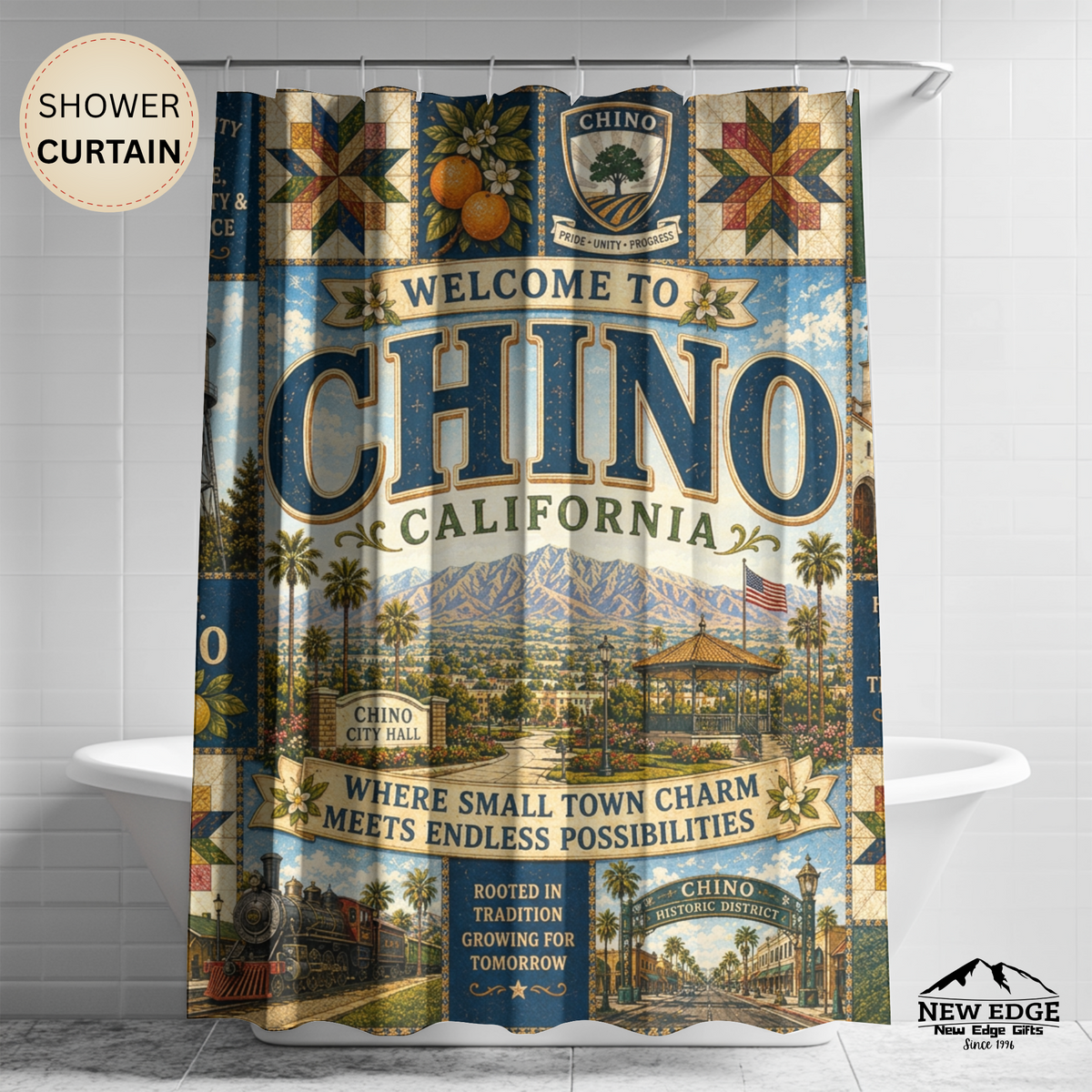 Chino California Vintage Welcome Shower Curtain