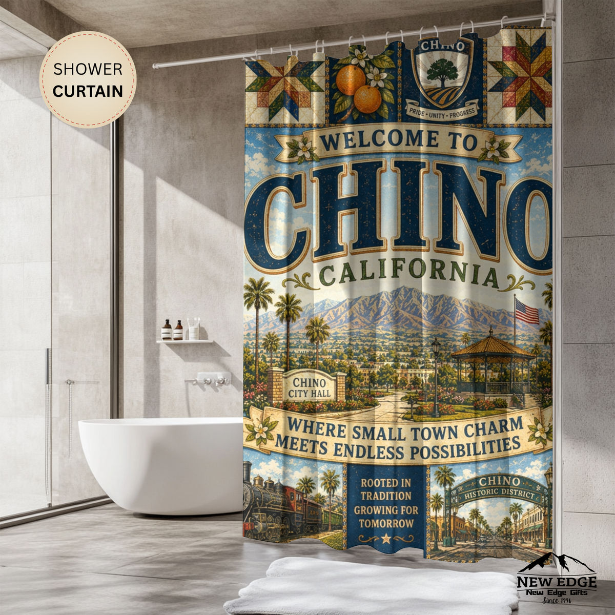 Chino California Vintage Welcome Shower Curtain