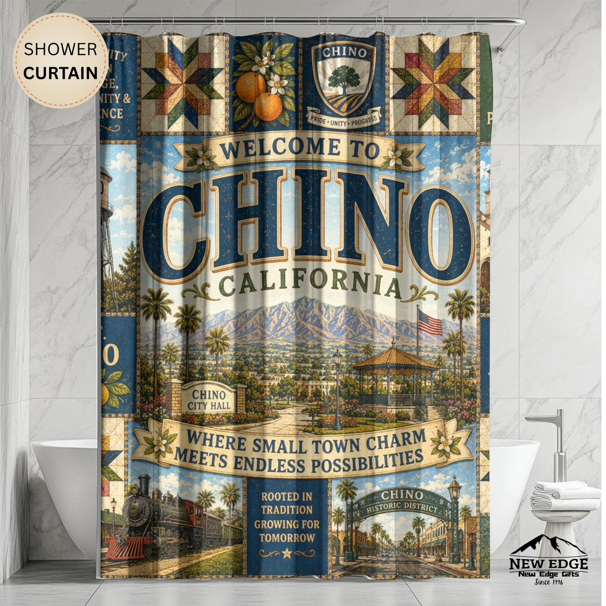 Chino California Vintage Welcome Shower Curtain