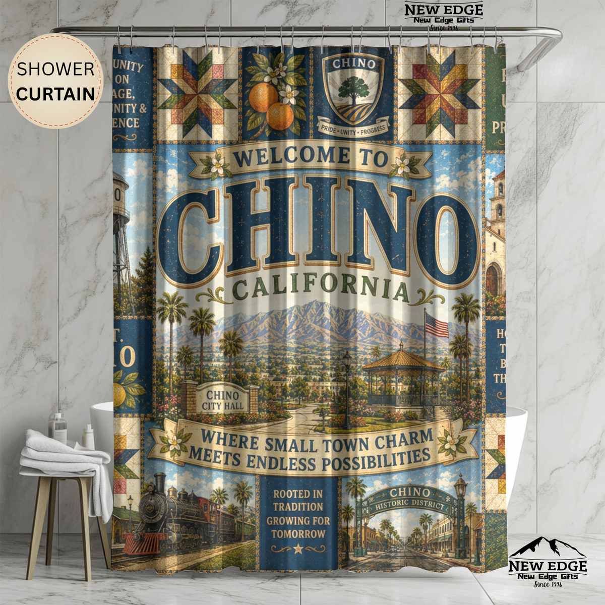 Chino California Vintage Welcome Shower Curtain