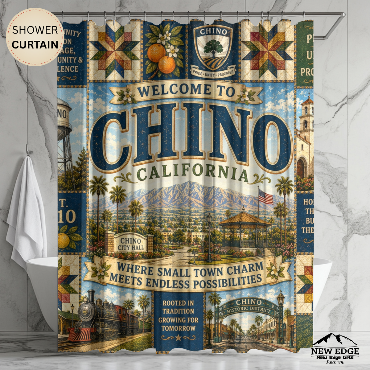 Chino California Vintage Welcome Shower Curtain