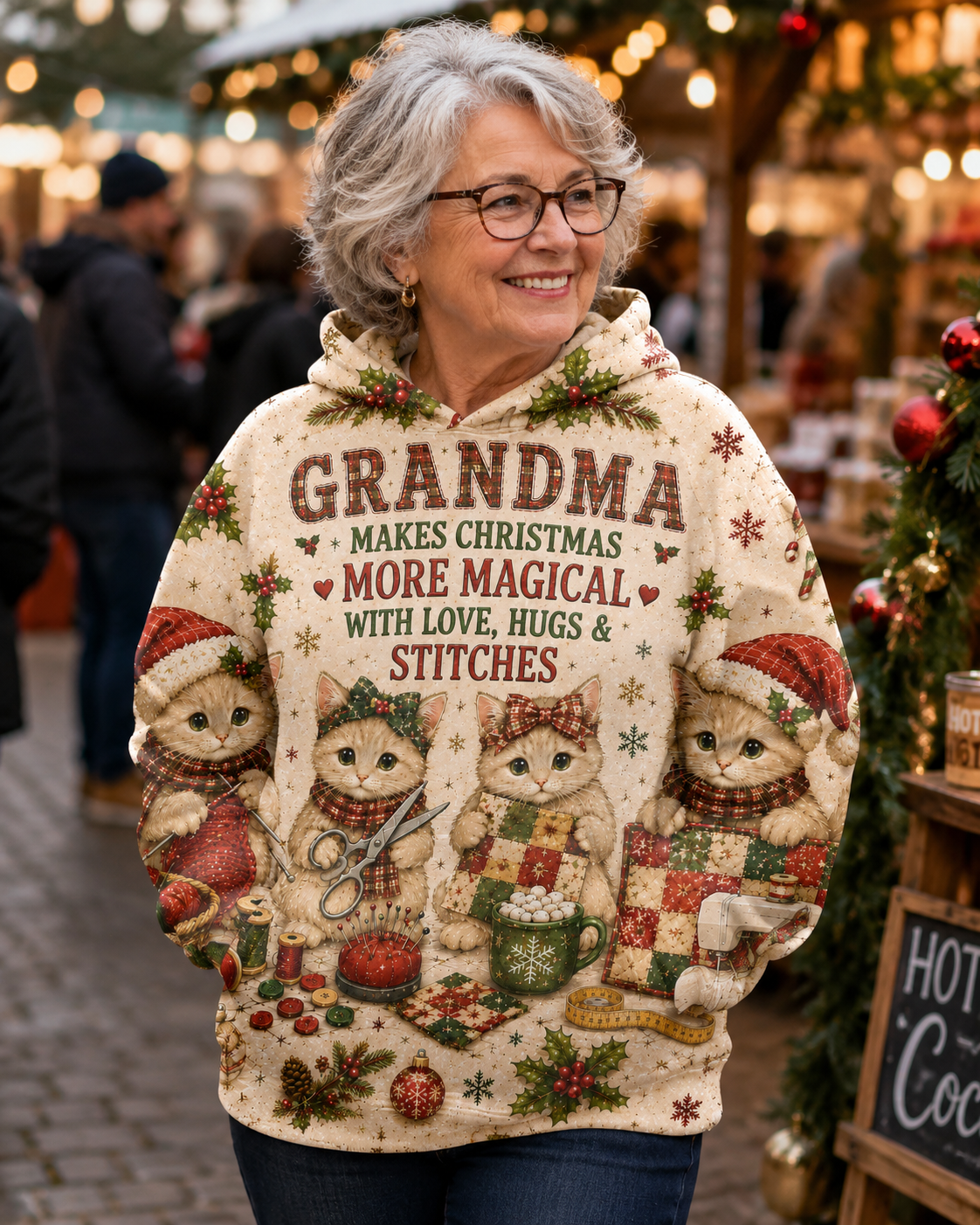 Grandma Makes Christmas More Magical hoodie | All-Over Print Grandma Sweater Design