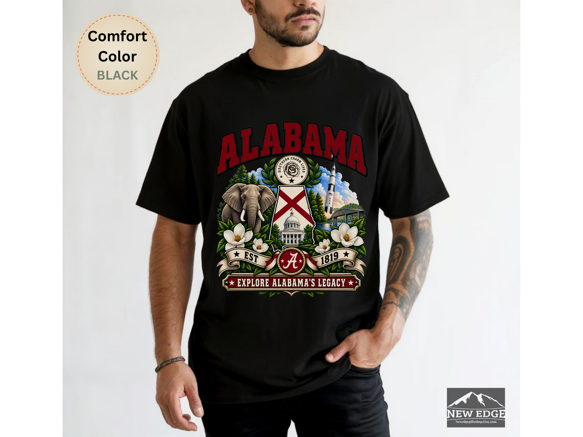 Alabama Southern Charm Comfort Colors T-Shirt, Vintage State Landmark Heritage Tee, Alabama State Pride Shirt