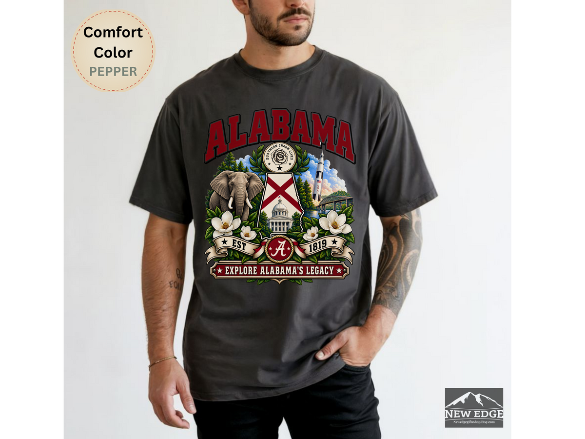 Alabama Southern Charm Comfort Colors T-Shirt, Vintage State Landmark Heritage Tee, Alabama State Pride Shirt